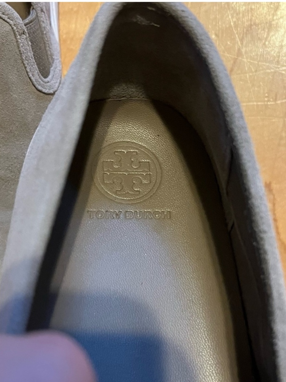 Tory Burch Jesse Slip On Sneakers Kid Suede Gray size 8.5 - Picture 6 of 9